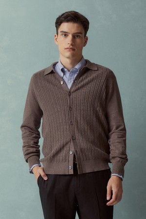 코튼 케이블 폴로 가디건 (베이지) (BBWCMMF302)