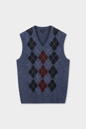 울 아가일 패턴 베스트 (블루) (BBWVMFF401)