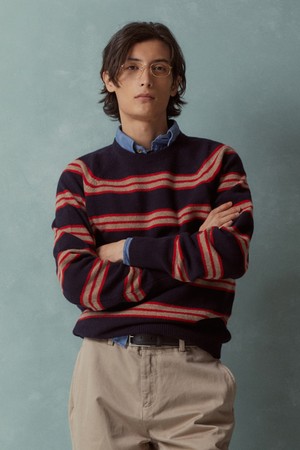 울 스트라이프 크루넥 스웨터 (멀티) (BBWRMMF401)