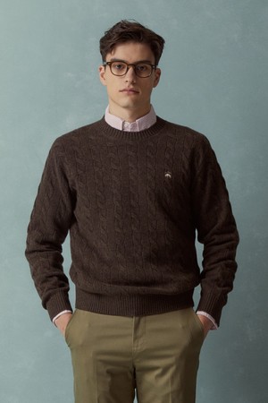울 케이블 스웨터 (브라운) (BBWRMBF401)