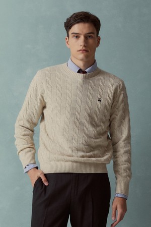울 케이블 스웨터 (아이보리) (BBWRMBF40)