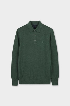 메리노울 로고 폴로 스웨터 (다크그린) (BBWTMNF301)