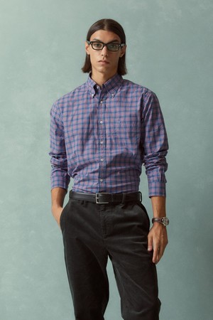 프라이데이 포플린 체크 셔츠 (네이비) (BBTHMFF303)