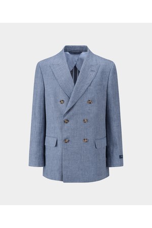 클래식핏 린넨 헤링본 더블 재킷 (라이트블루) (BBJDMM0469LFM)