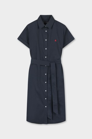 [여성] 벨티드 반팔 셔츠 원피스 (네이비) (BBDZWBG201)