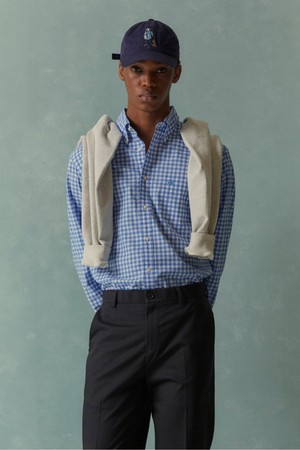 프라이데이 포플린 패턴 체크 셔츠 (블루) (BBTHMMG106)