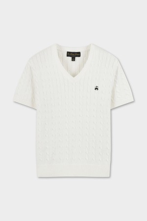 [여성] 케이블 브이넥 반팔 (화이트) (BBWNWBG206)