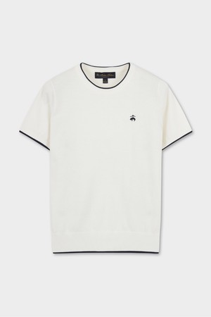 [여성] 코튼 배색 반팔 스웨터 (화이트) (BBWRWBG204)