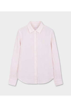 [여성] 린넨 로고 스트라이프 셔츠 (핑크) (BBTHWFG202)