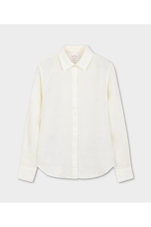 [여성] 린넨 로고 스트라이프 셔츠 (옐로우) (BBTHWFG202)