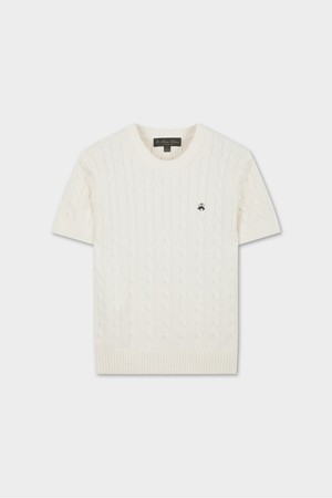 [여성] 코튼 케이블 풀오버 반팔 (화이트) (BBWRWBZ201)