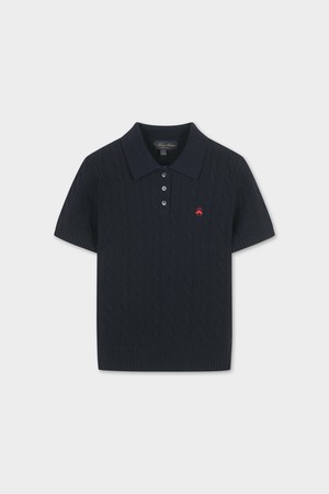 [여성] 코튼 케이블 폴로 반팔 스웨터 (다크네이비) (BBWTWBG202)