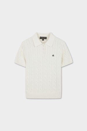 [여성] 코튼 케이블 폴로 반팔 스웨터 (아이보리) (BBWTWBG202)