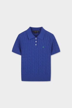 [여성] 코튼 케이블 폴로 반팔 스웨터 (블루) (BBWTWBG202)