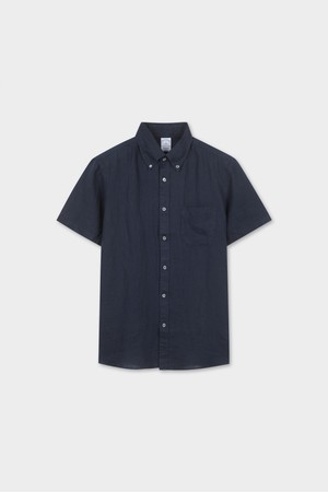 린넨 솔리드 반팔 셔츠 (네이비) (BBTPMFG202)