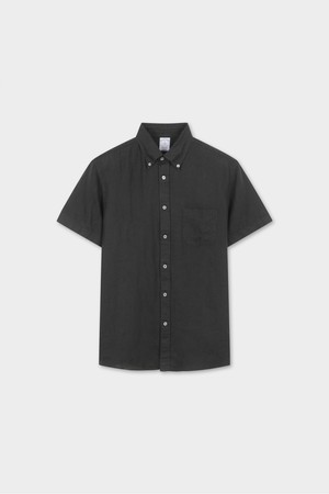 린넨 솔리드 반팔 셔츠 (블랙) (BBTPMFG202)