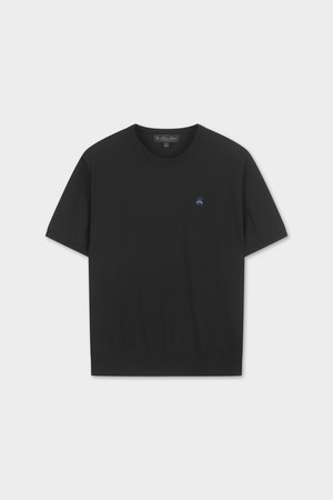 코튼 크루넥 반팔 스웨터 (블랙) (BBWRMBZ201)