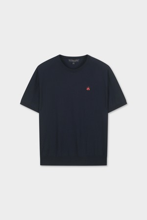 코튼 크루넥 반팔 스웨터 (다크네이비) (BBWRMBZ201)