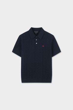 코튼 케이블 폴로 반팔 스웨터 (다크네이비) (BBWTMBZ204)