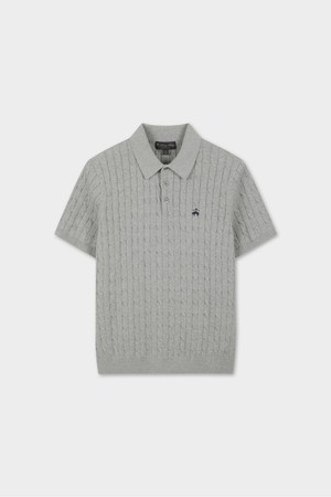 코튼 케이블 폴로 반팔 스웨터 (그레이) (BBWTMBZ204)