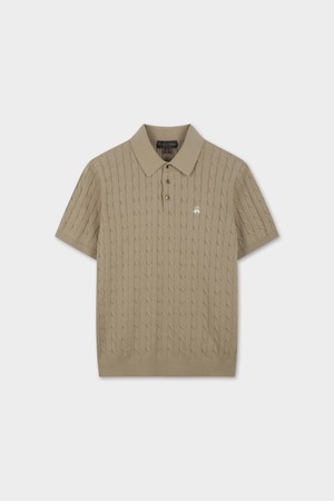 코튼 케이블 폴로 반팔 스웨터 (베이지) (BBWTMBZ204)