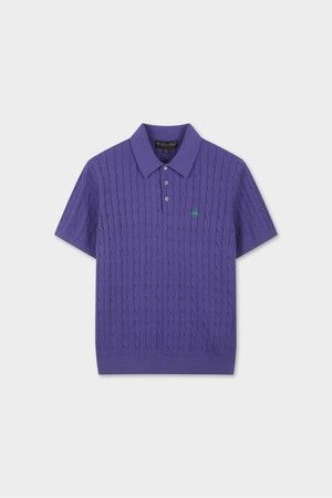 코튼 케이블 폴로 반팔 스웨터 (바이올렛) (BBWTMBZ204)