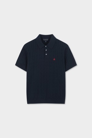 [Online Exclusive] 코튼 케이블 폴로 반팔 스웨터 (다크네이비) (BBWTMOG204)