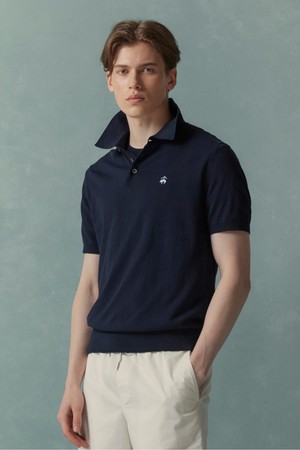 [Online Exclusive] 코튼 폴로 반팔 스웨터 (네이비) (BBWTMOG202)