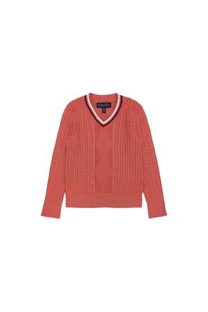 [키즈] 테니스 v넥 케이블 스웨터 (다크핑크) (BBWNKG2762CDF)