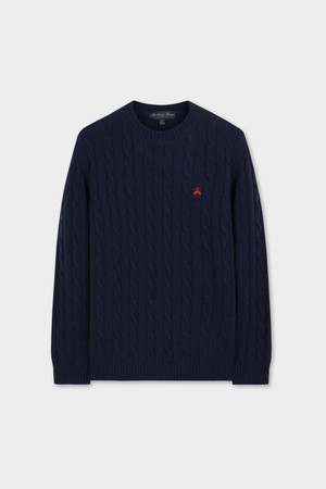 [Online Exclusive] 셔틀랜드 케이블 풀오버 스웨터 (네이비) (BBWRMOG421)