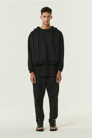 heavy-weight sweat snap pants Black