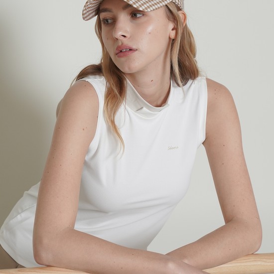 AIRY MESH MOCK TOP _WHITE