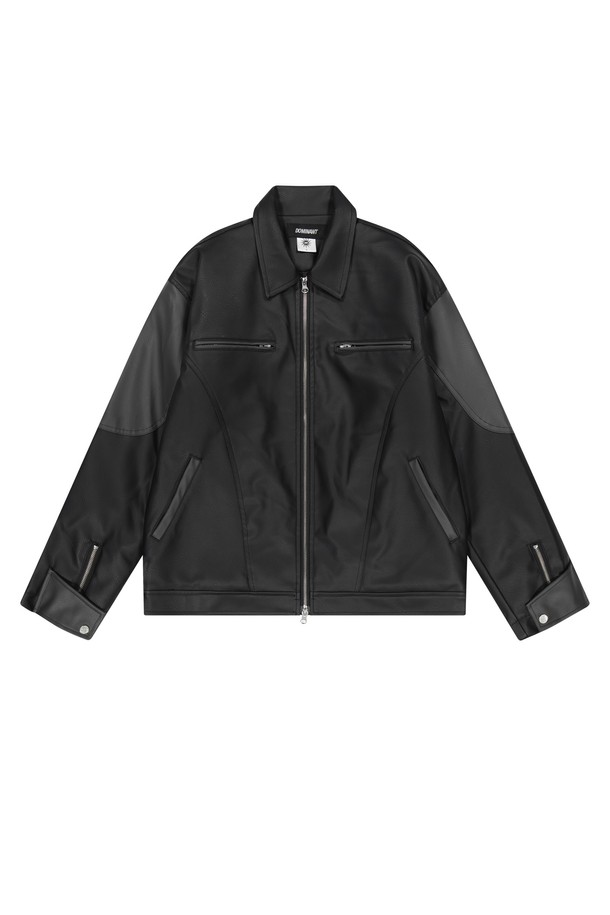 DOMINANT - 자켓 - [2WAY] Cropped Distressed Leather Jacket_Black Gray