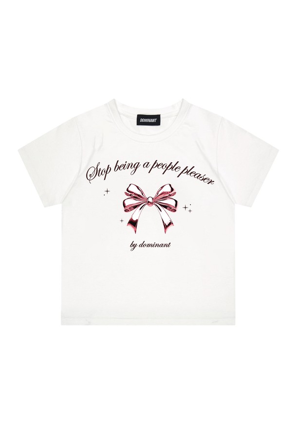 DOMINANT - 반소매 티셔츠 - Ribbon Crop Tee White