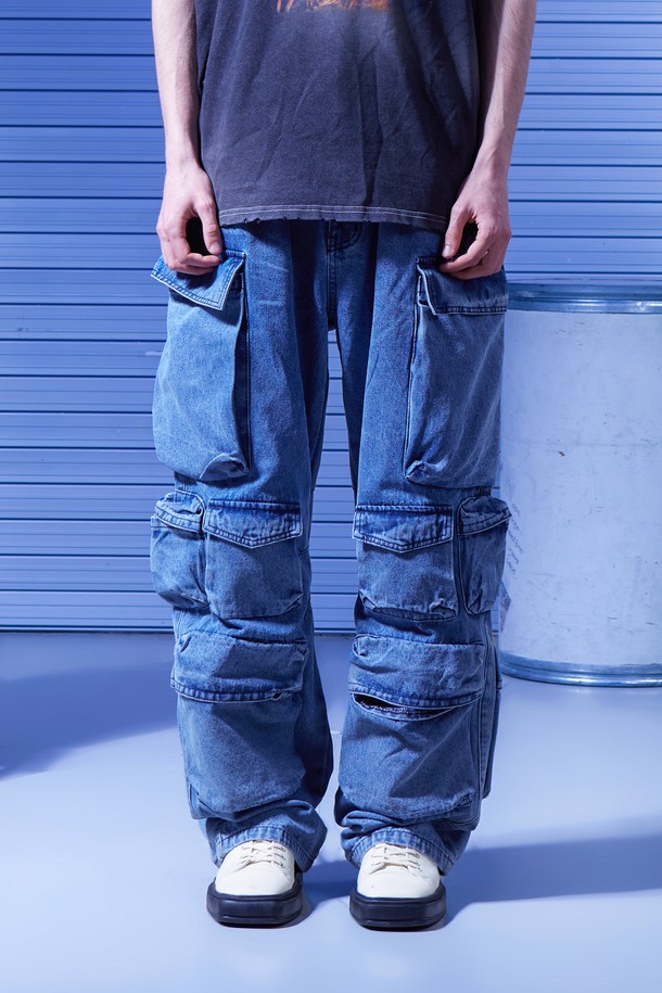 DOMINANT - 데님 - Denim Ten pocket cargo pants_Blue