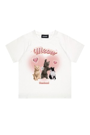 Cat World2 Crop Tee White