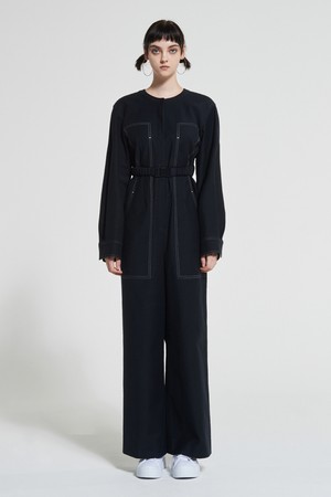 [21FW] High Rise Cotton Jumpsuit - NAVY