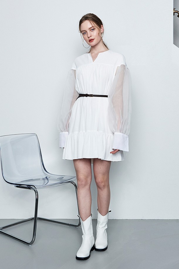 make a toast - 긴소매 원피스 - [22SS] SLEEVE SEE THROUGH DRESS - White