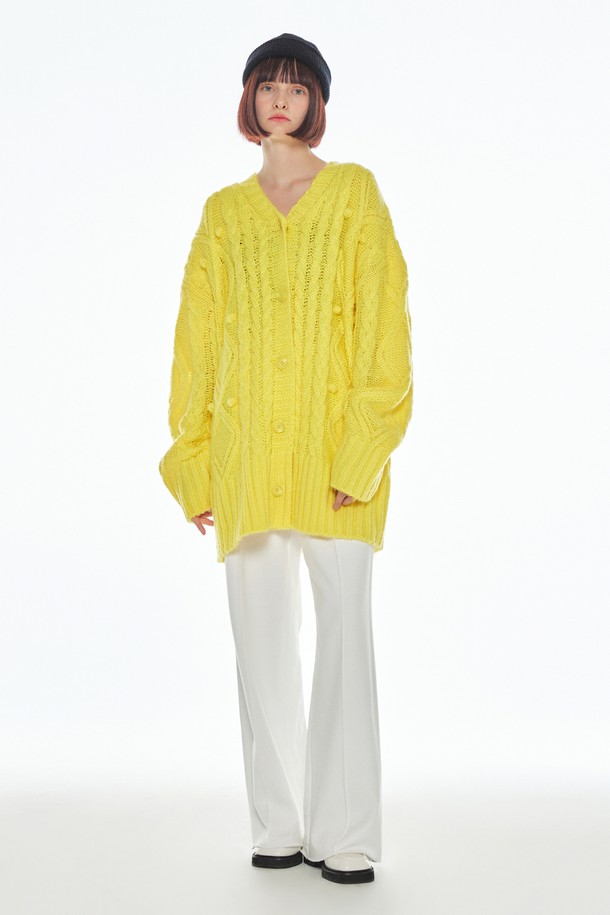 make a toast - 가디건 - [22FW] Boxy Pompom Cardigan - YELLOW