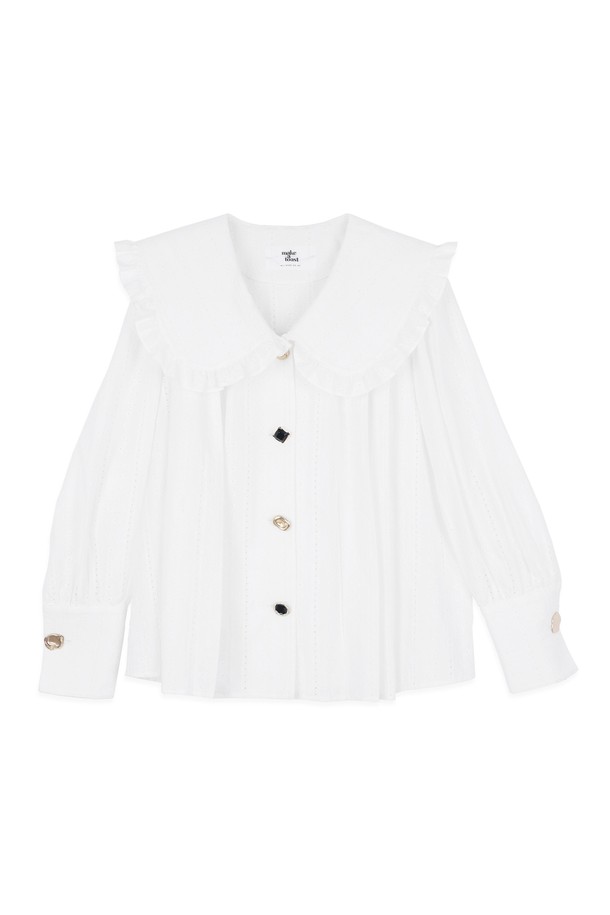 make a toast - 블라우스 - [22SS] BIG COLLAR PUNCHING BLOUSE - White