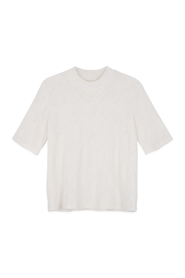 make a toast - 반소매 티셔츠 - [22SS] KNIT HALF-TUTLE NECK TEE - Ivory