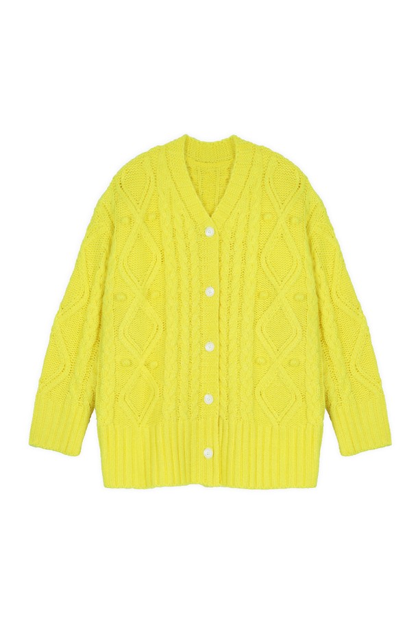 make a toast - 가디건 - [22FW] Boxy Pompom Cardigan - YELLOW