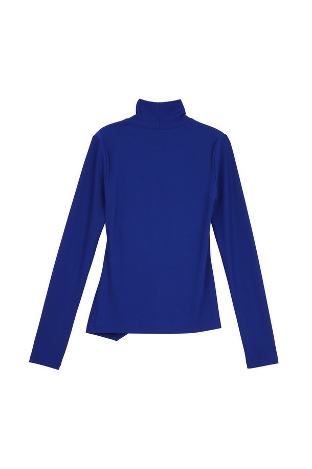 make a toast - 긴소매 티셔츠 - [22FW] Diagonal polo neck T-Shirt - BLUE