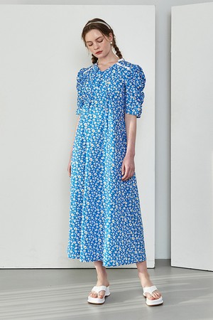 [22SS] FLORAL LONG AND LEAN DRESS - Blue flowers