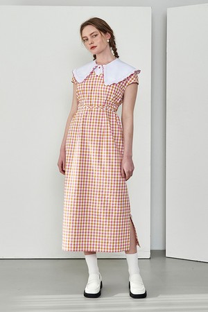 [22SS] WAFER CHECK CALLA DRESS - Pink