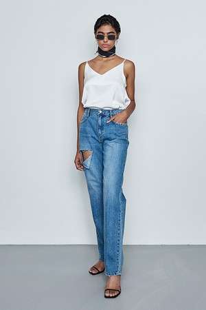 [22SS] RIPPED DENIM PANTS - Blue