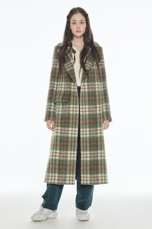 [22FW] Checked maxi coat - KHAKI