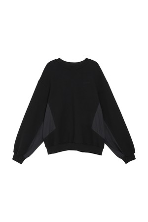 Color Matching Shirring Sweatshirt BLACK MBCSTO008BK