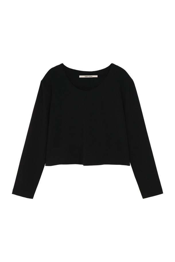 make a toast - 긴소매 티셔츠 - Logo round cropped T-shirt MBCFTO012BK