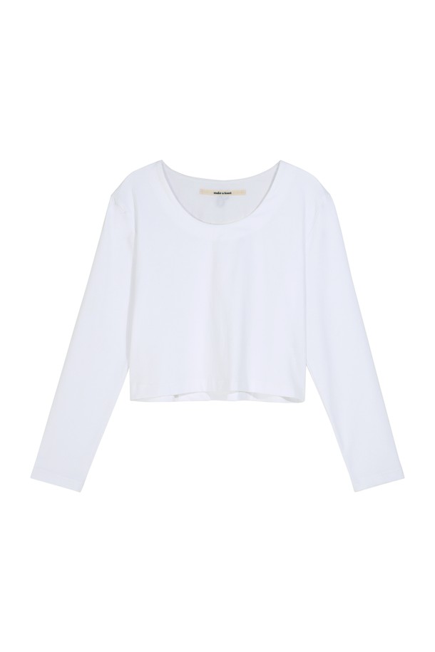 make a toast - 긴소매 티셔츠 - Logo round cropped T-shirt MBCFTO012WH